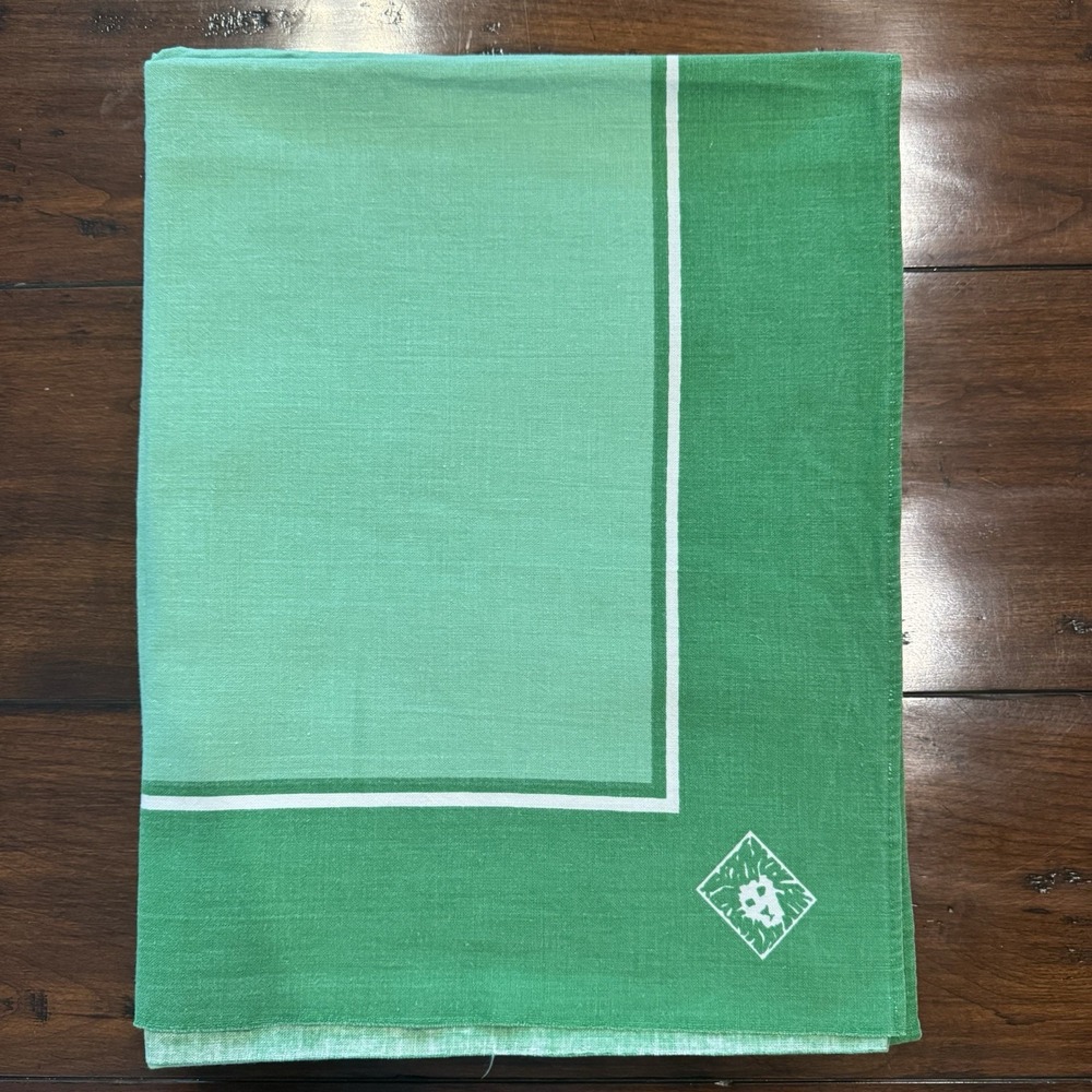 Vintage Anne Klein‎ Green Tablecloth 67x91 Cotton Lion Logo Robinson Golluber